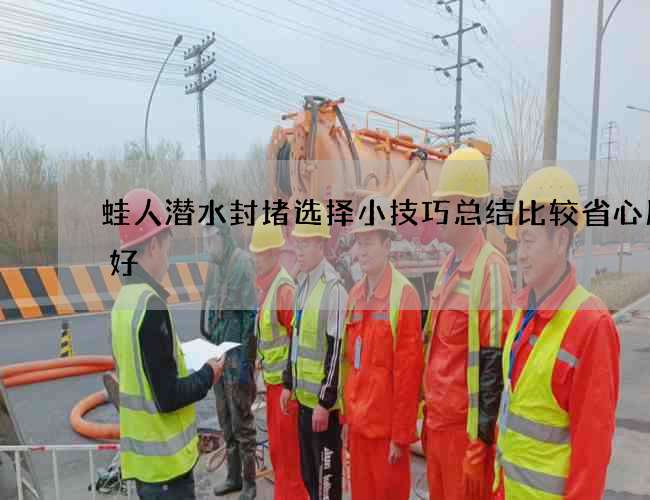 蛙人潜水封堵选择小技巧总结比较省心服务好